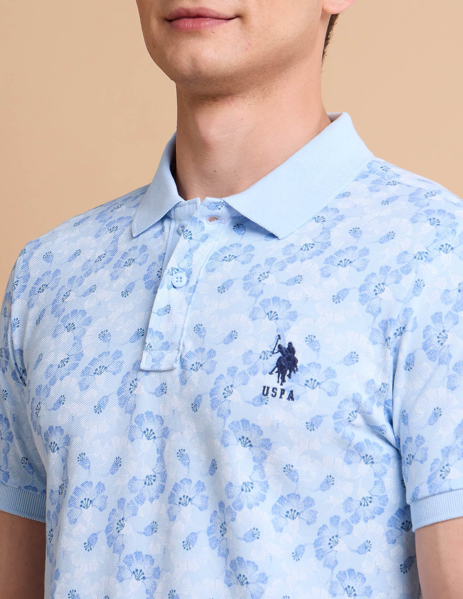 Floral Printed Pure Cotton Polo Shirt