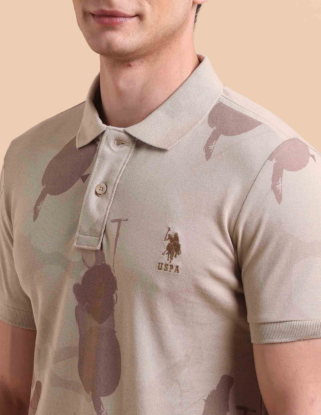All-Over Printed Pure Cotton Polo Shirt