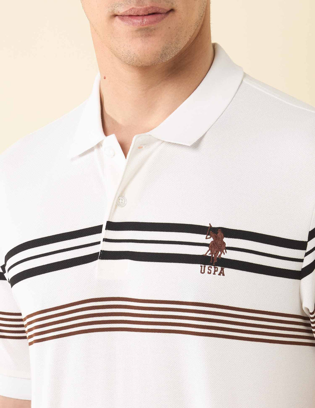 Horizontal Striped Modern Monochrome Polo Shirt