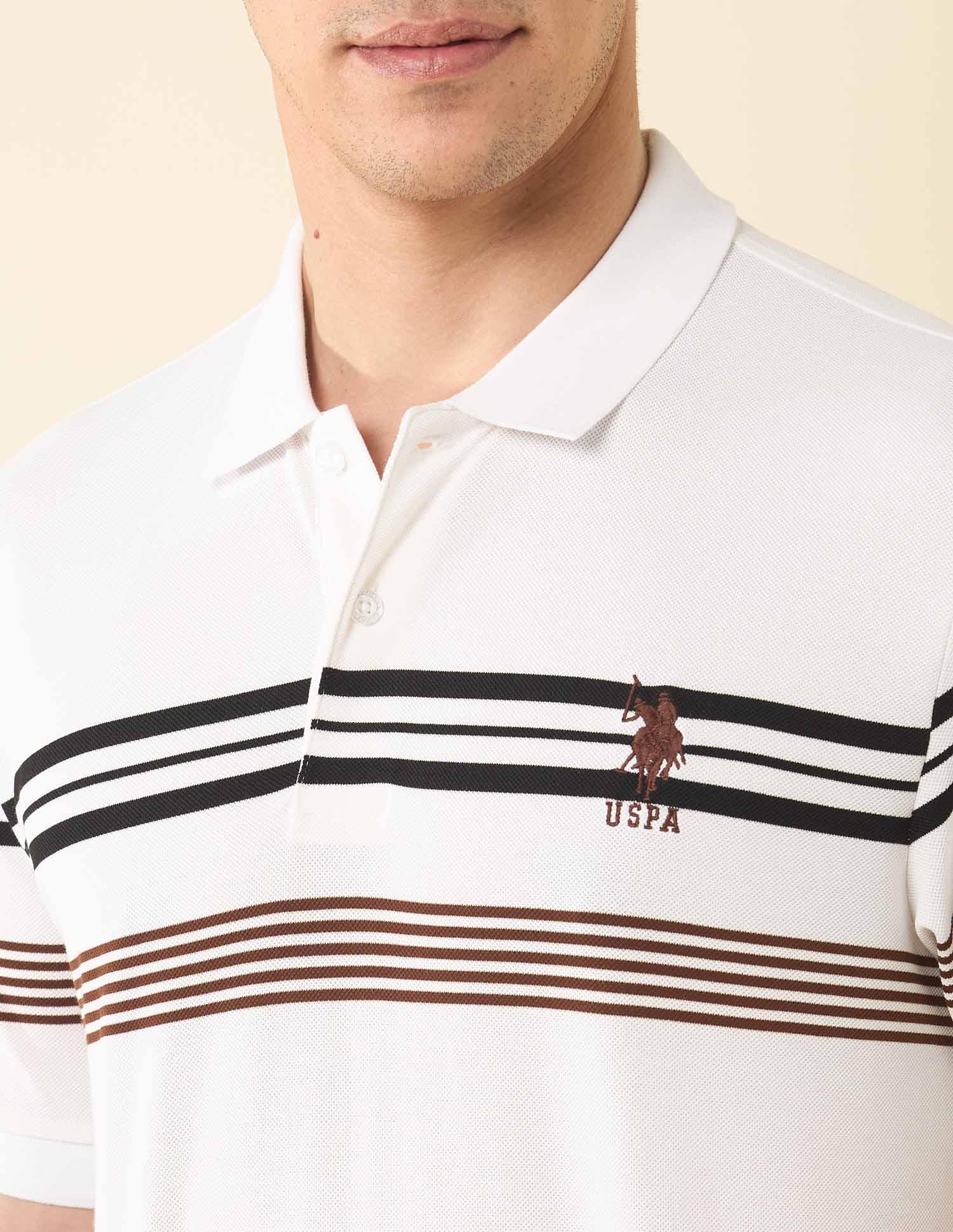 Horizontal Striped Modern Monochrome Polo Shirt