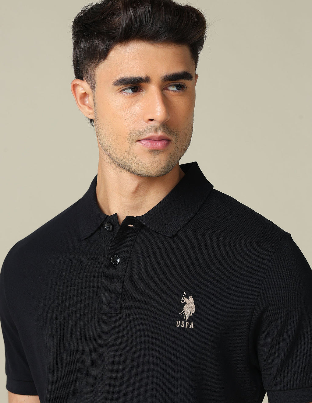 Muscle Fit Typographic Printed Polo Shirt