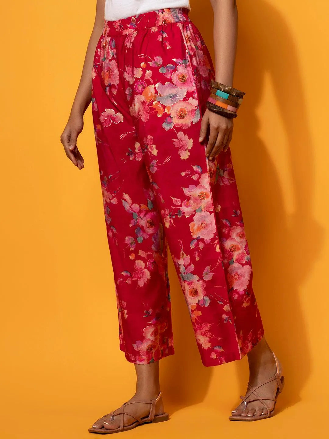 Pink Printed Silk Blend Co-Ords