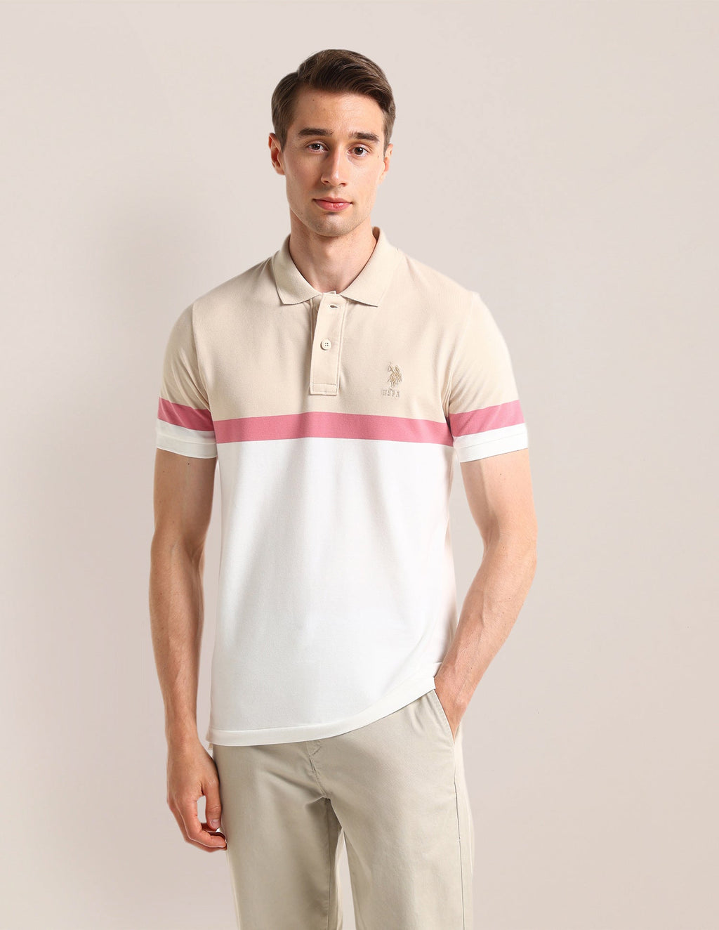 Colour Blocked Slim Fit Polo Shirt