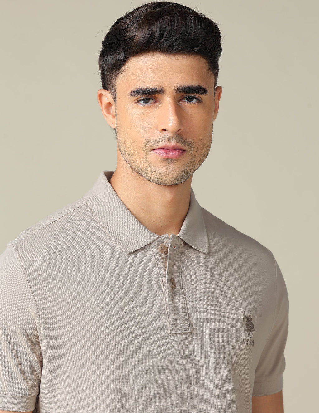 Muscle Fit Typographic Printed Polo Shirt