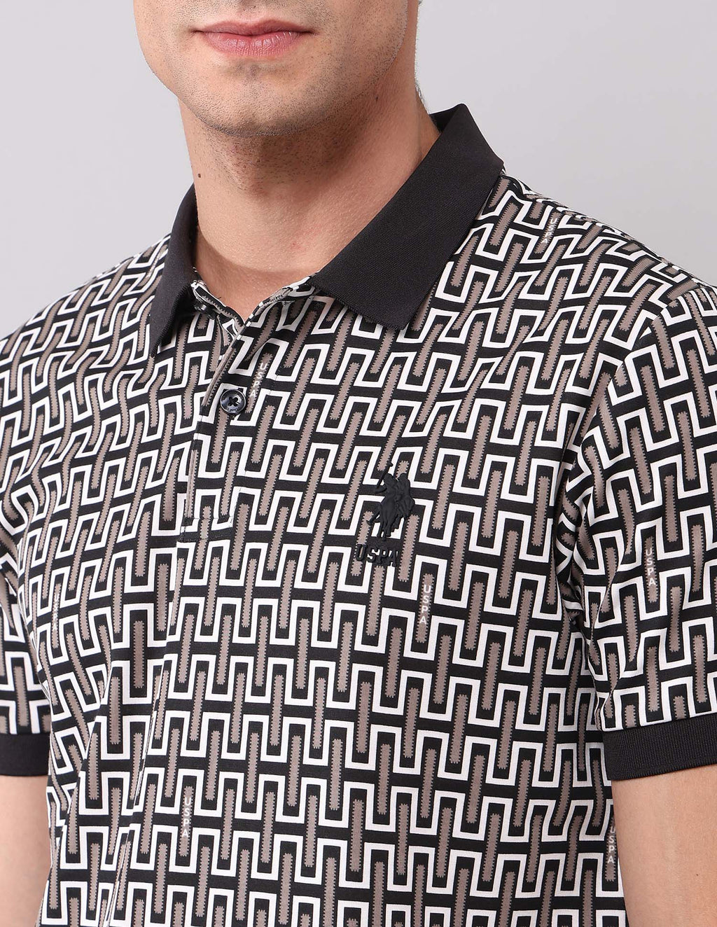 Geometric Printed Muscle Fit Polo Shirt