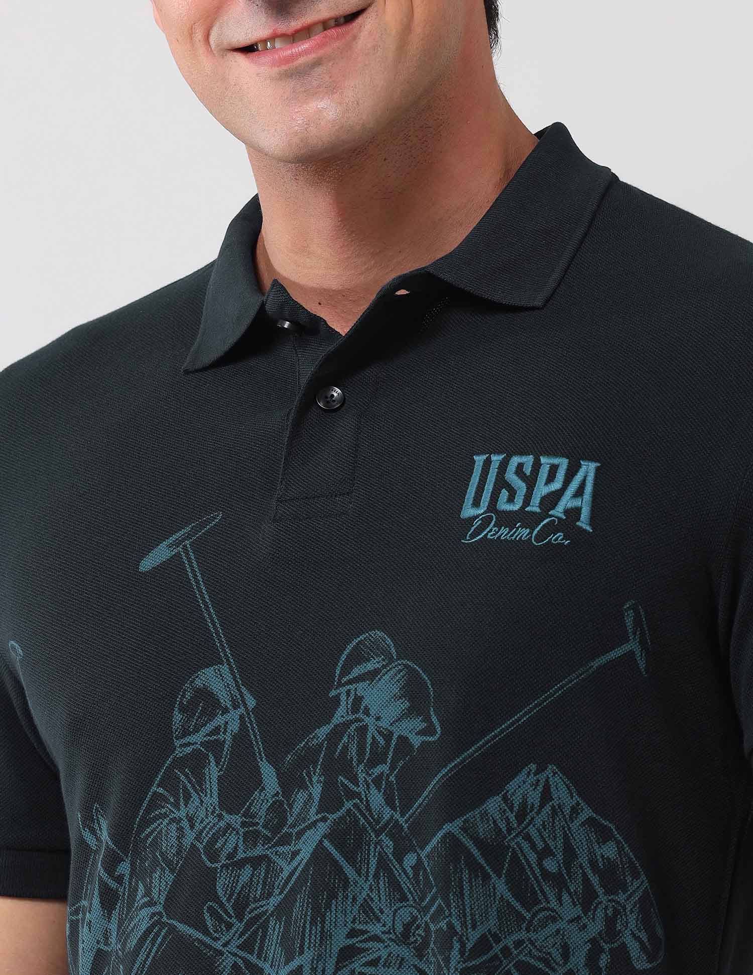 Brand Printed Muscle Fit Polo Shirt