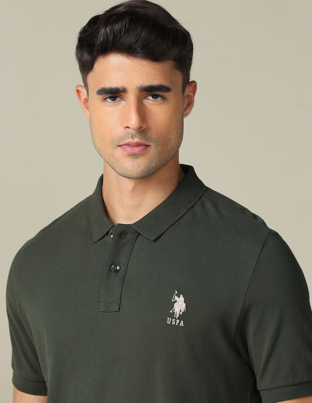 Muscle Fit Typographic Printed Polo Shirt