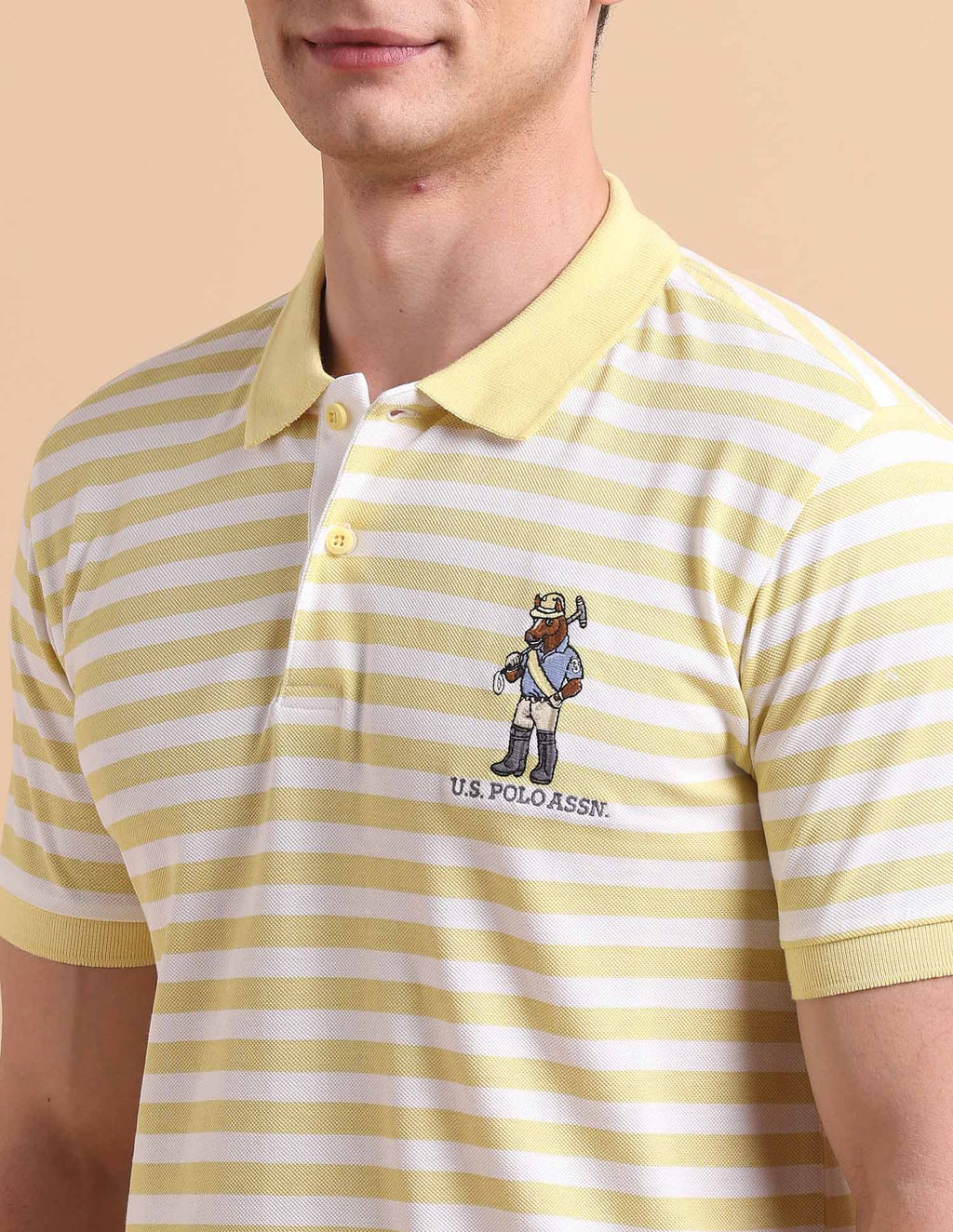Horizontal Striped Pure Cotton Polo Shirt