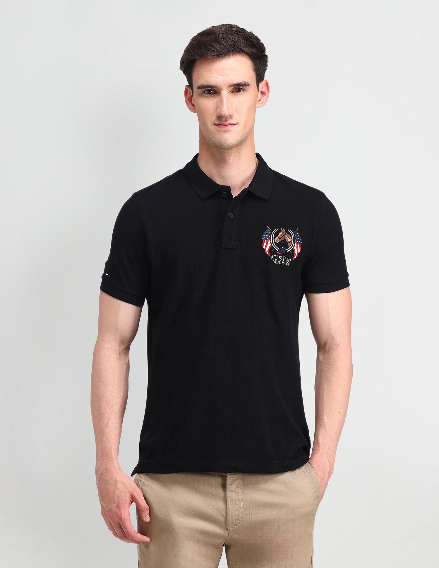 Brand Embroidered Cotton Polo Shirt