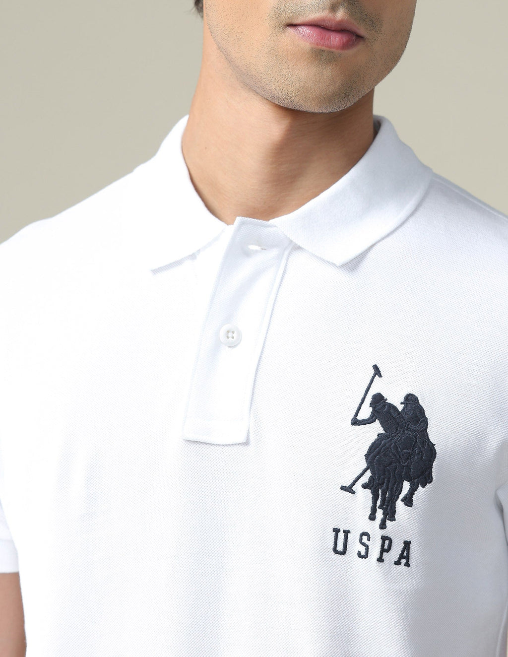 Brand Embroidered Pique Polo Shirt