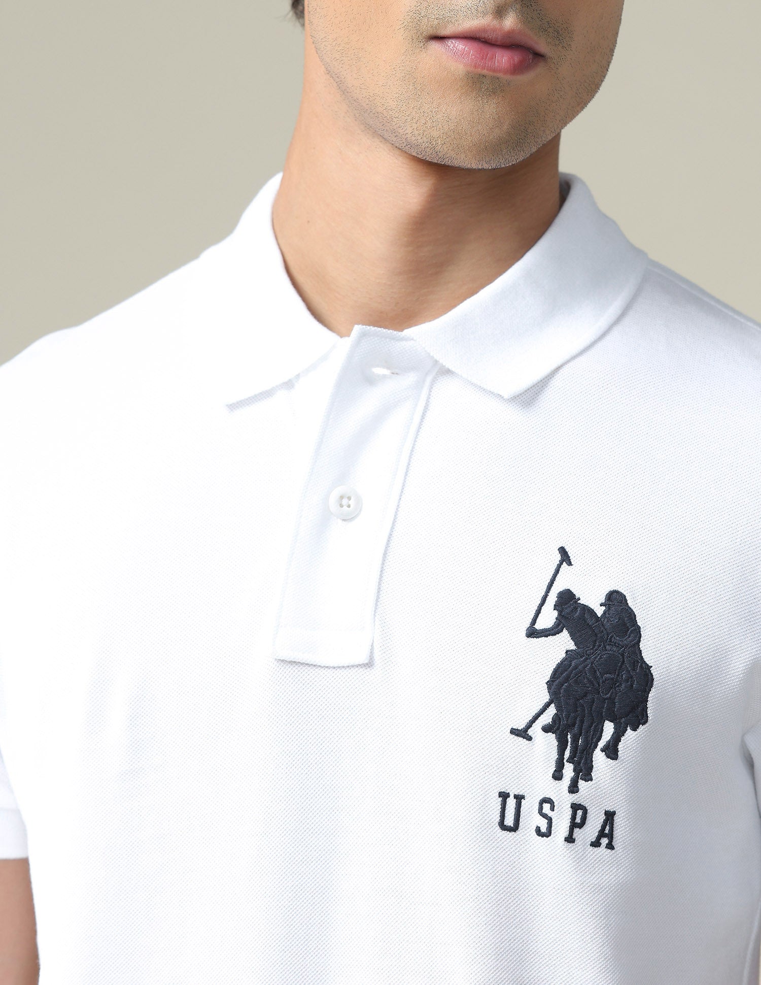 Brand Embroidered Pique Polo Shirt