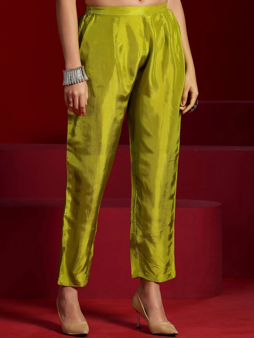 Libas Art Green Printed Poly Georgette 3 Piece Co-Ords