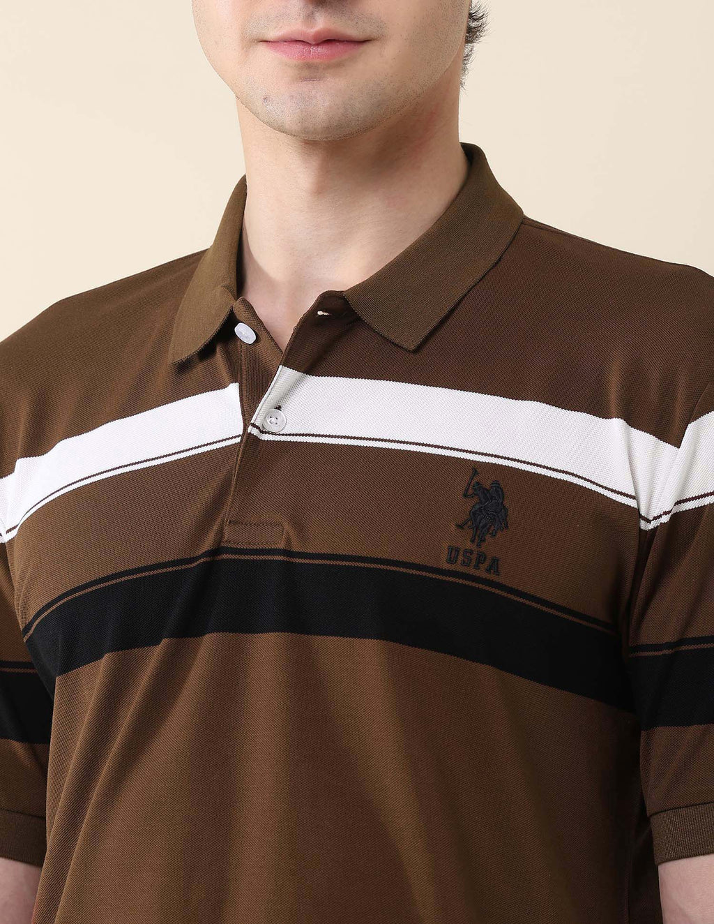 Horizontal Striped Modern Monochrome Polo Shirt