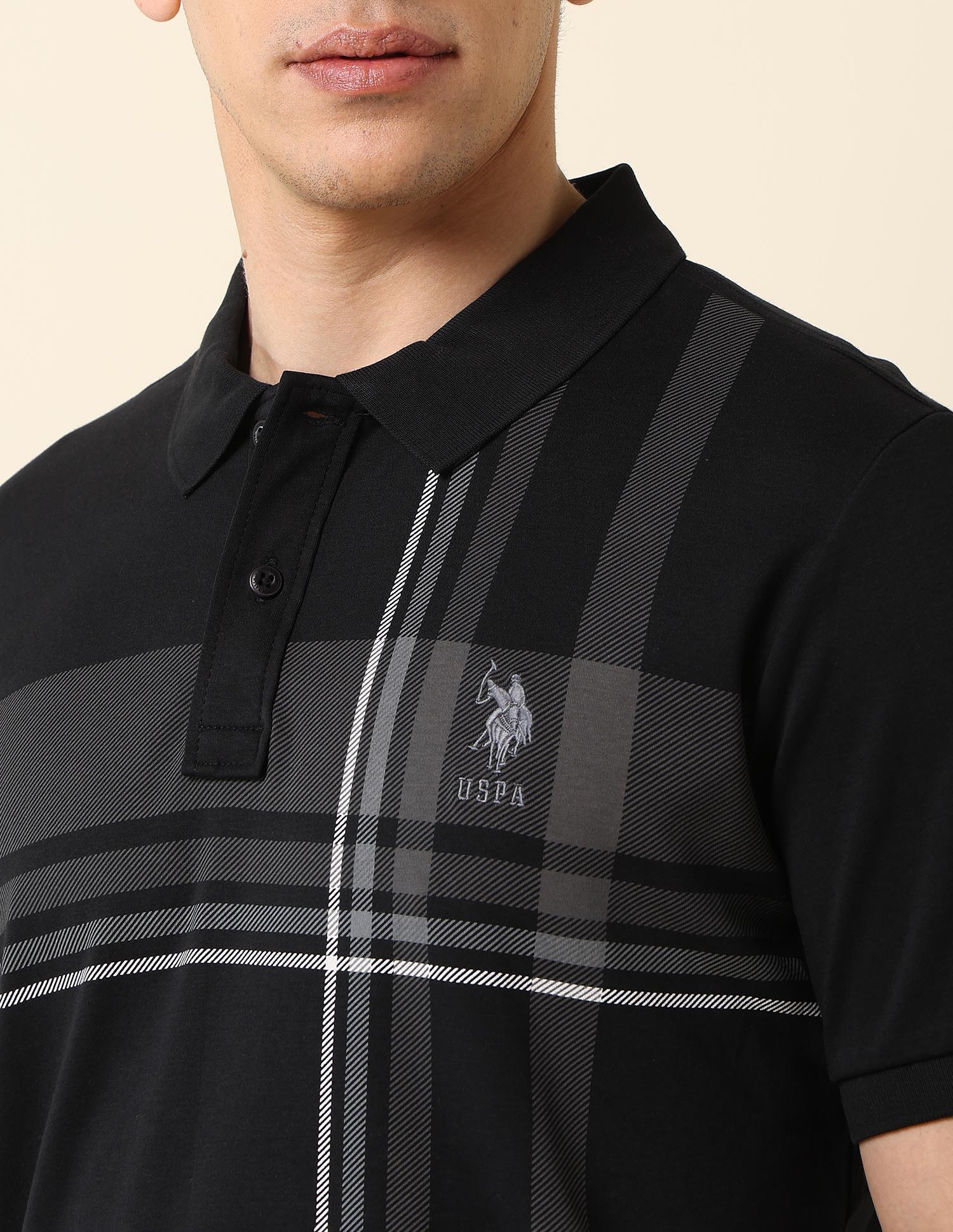 Checked Modern Monochrome Polo Shirt