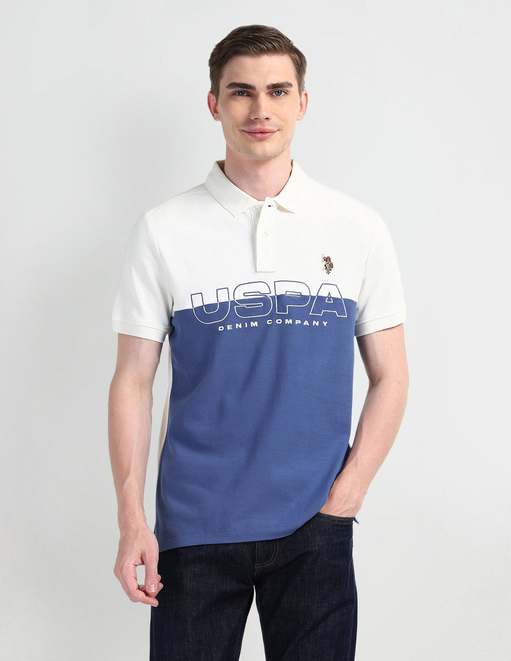 Muscle Fit Colour Blocked Polo Shirt