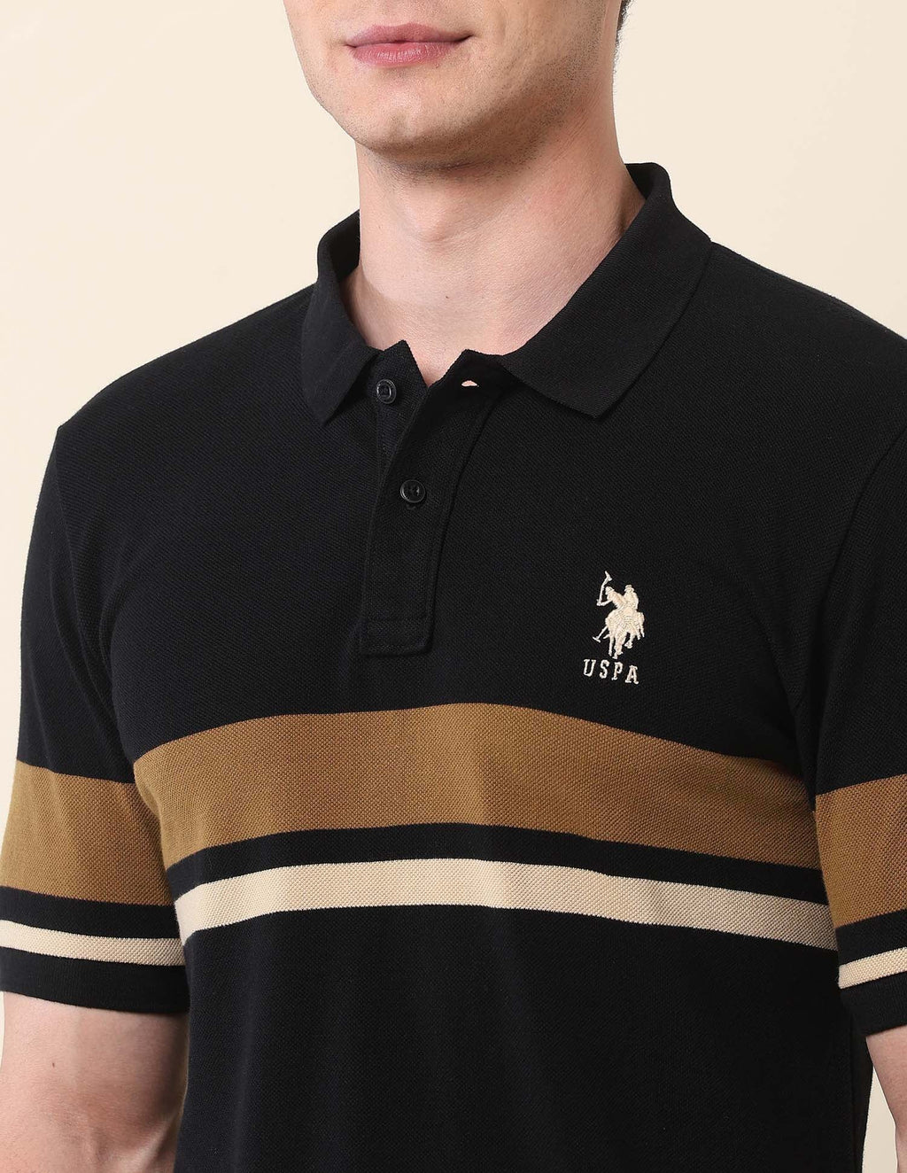 Horizontal Striped Modern Monochrome Polo Shirt
