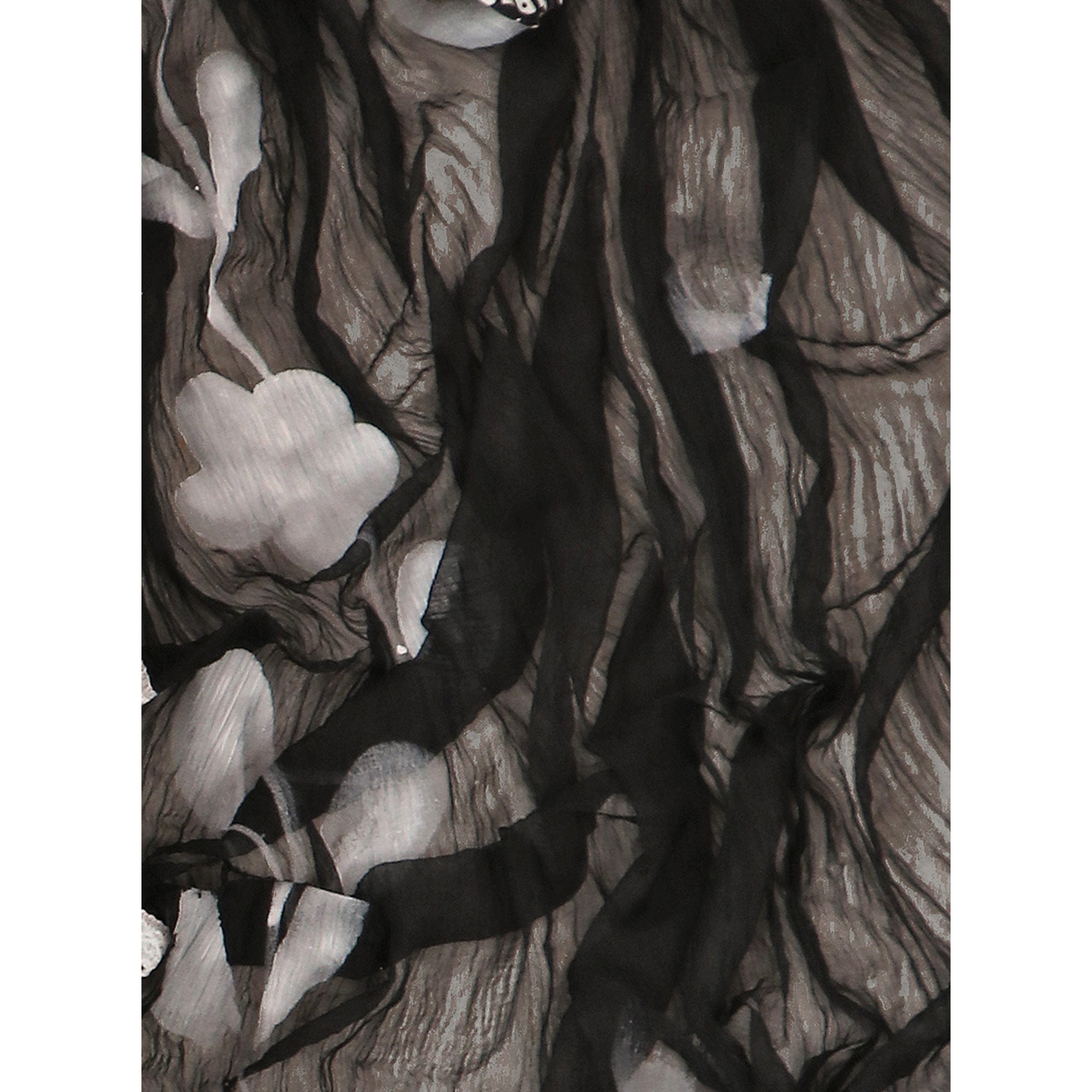 Black Printed With Embroidery Pure Cotton Dress Material