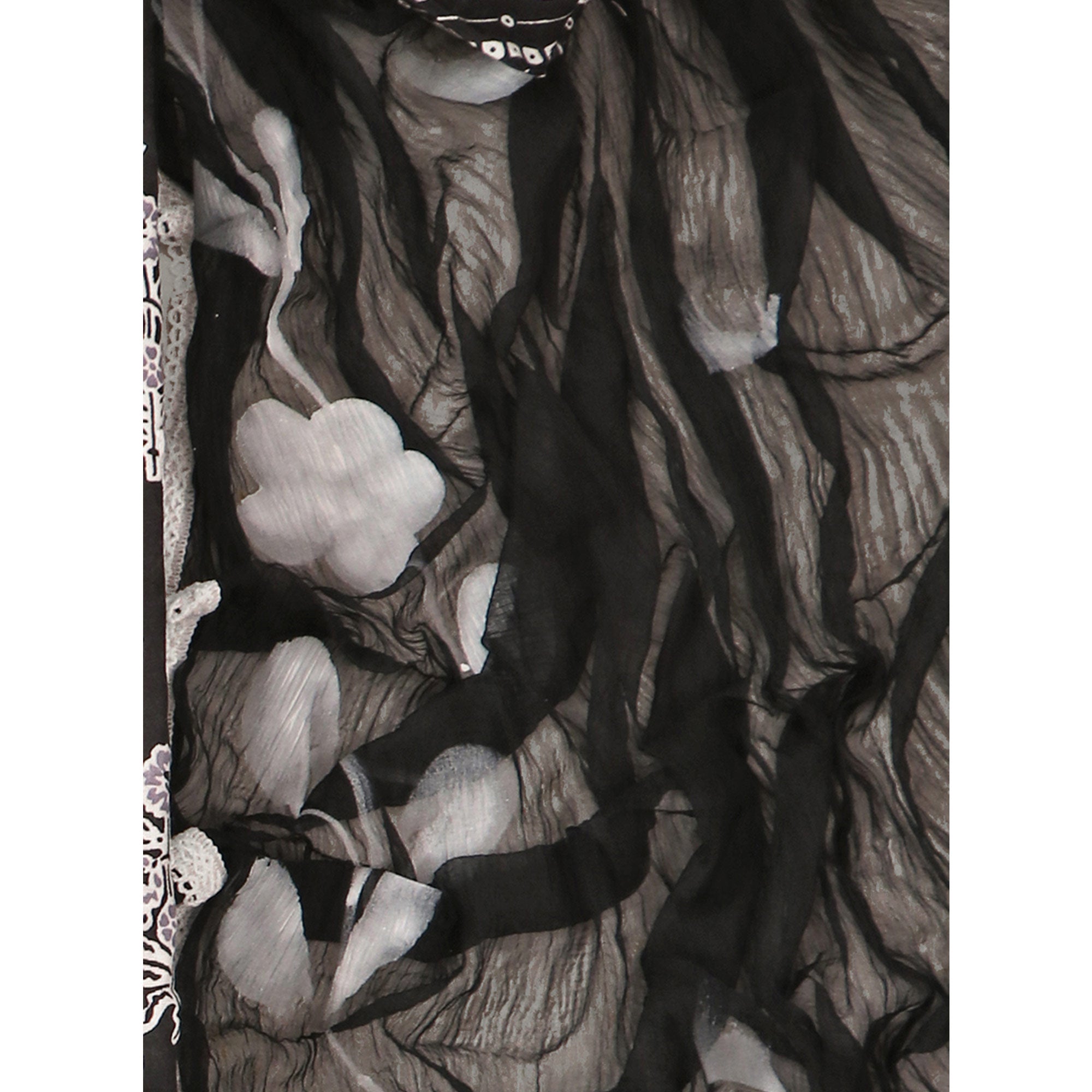 Black Printed With Embroidery Pure Cotton Dress Material