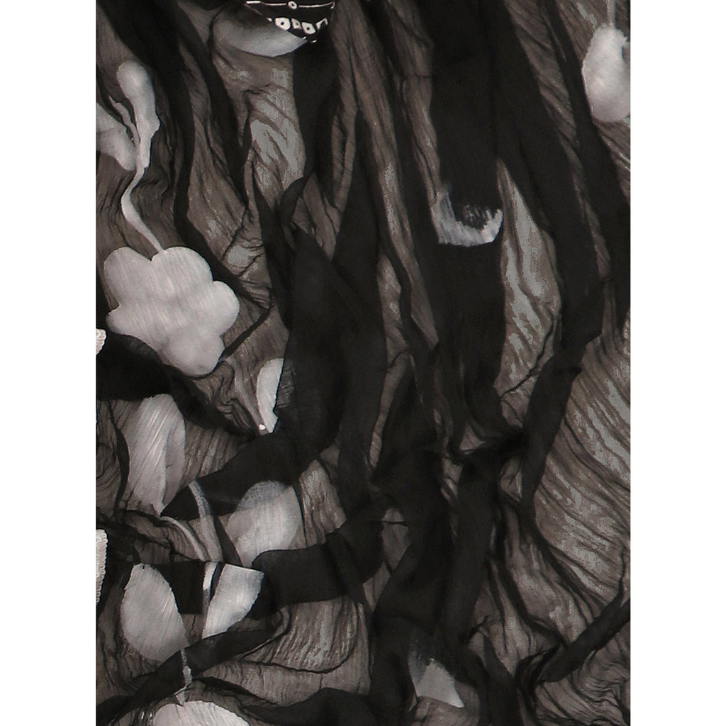 Black Printed With Embroidery Pure Cotton Dress Material