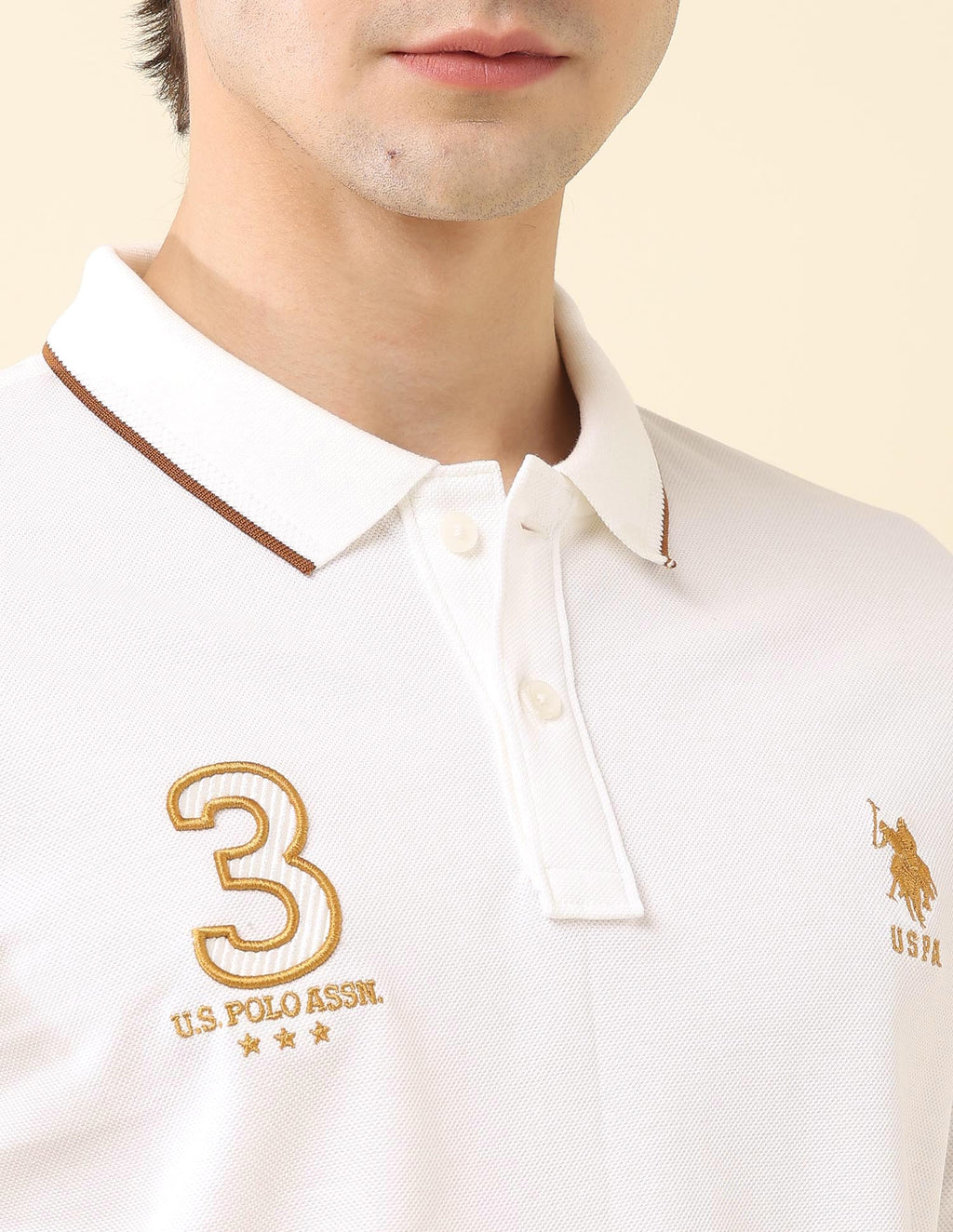 Embroidered Pure Cotton Gold Cup Polo Shirt