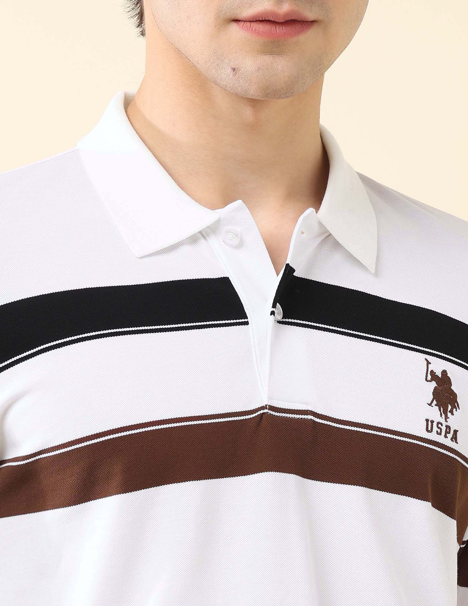 Horizontal Striped Modern Monochrome Polo Shirt