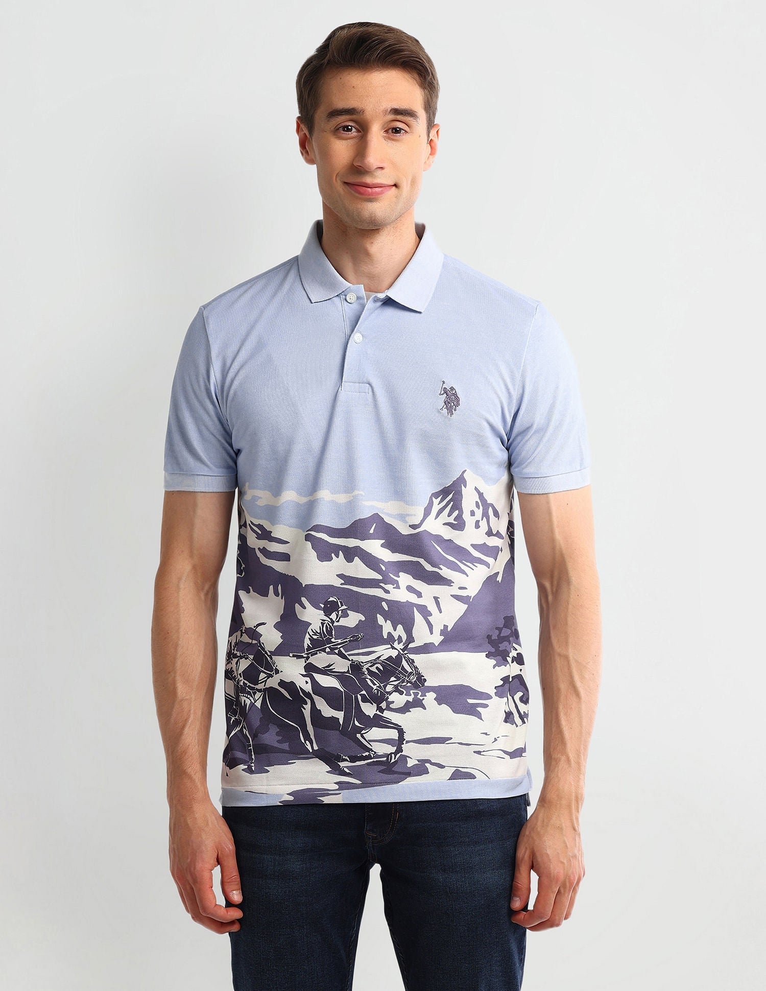 Muscle Fit Graphic Cotton Polo Shirt