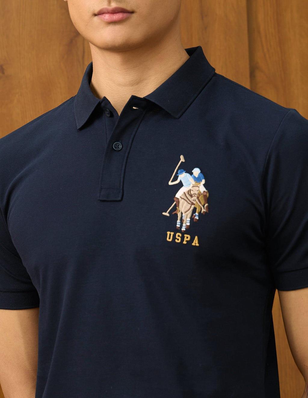 Brand Embroidered Varsity Polo Shirt