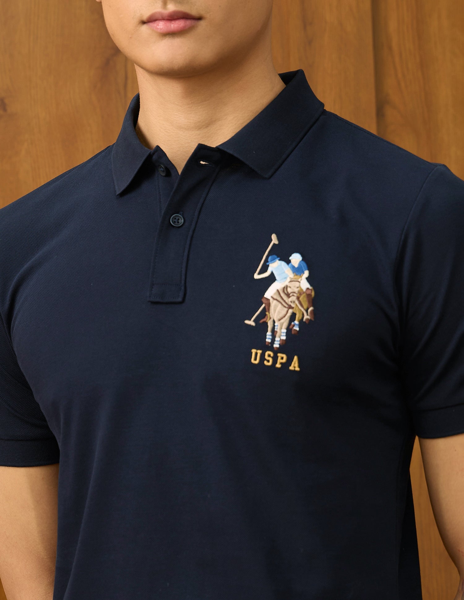 Brand Embroidered Varsity Polo Shirt