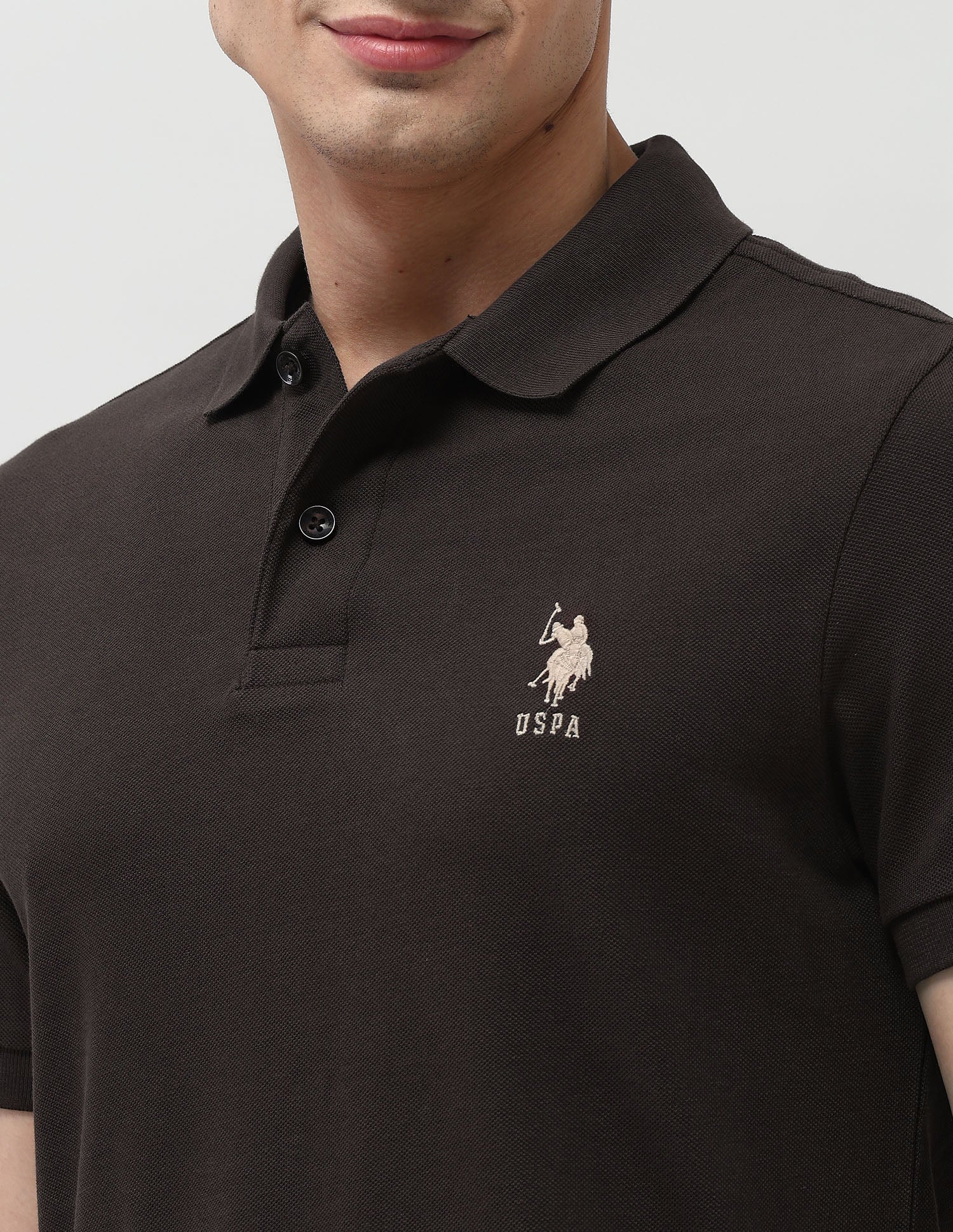 Brand Embroidered Muscle Fit Polo Shirt