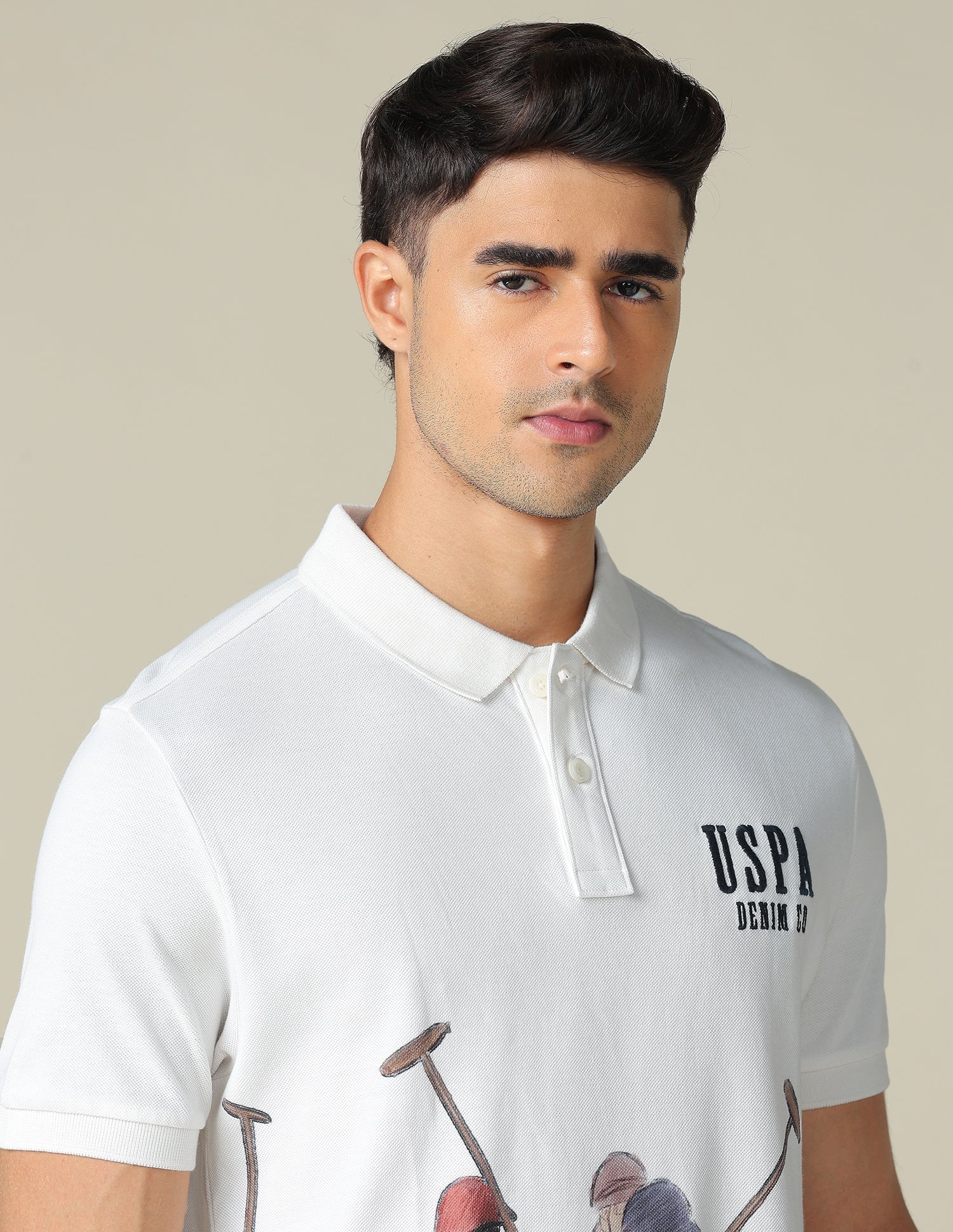 Muscle Fit Graphic Printed Polo Shirt