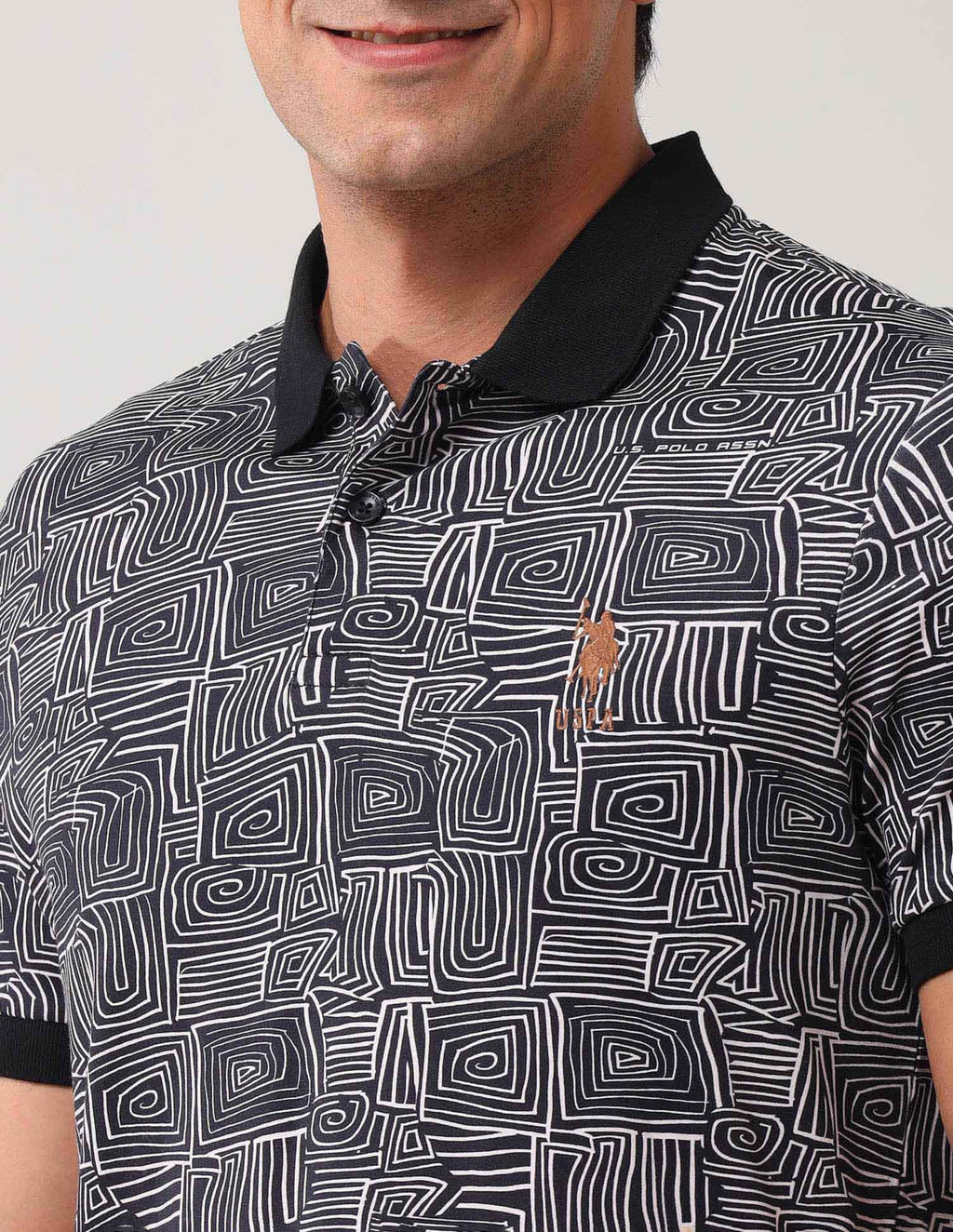 Abstract Printed Pure Cotton Polo Shirt