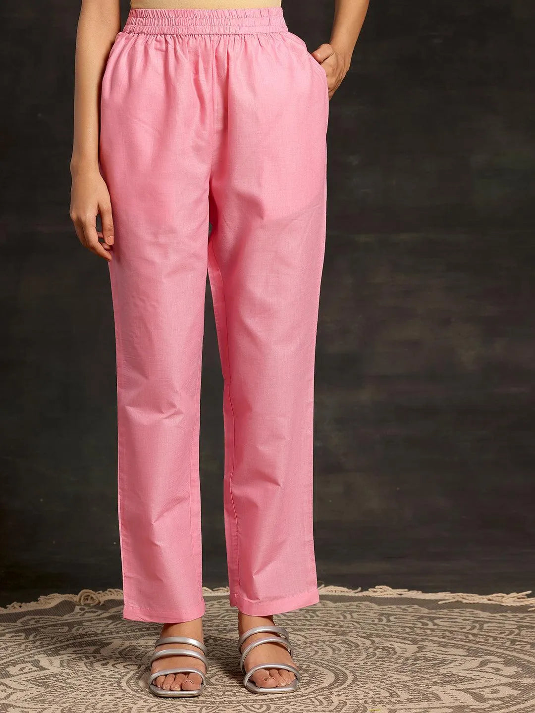 Pink Embroidered Cotton Pakistani Suit