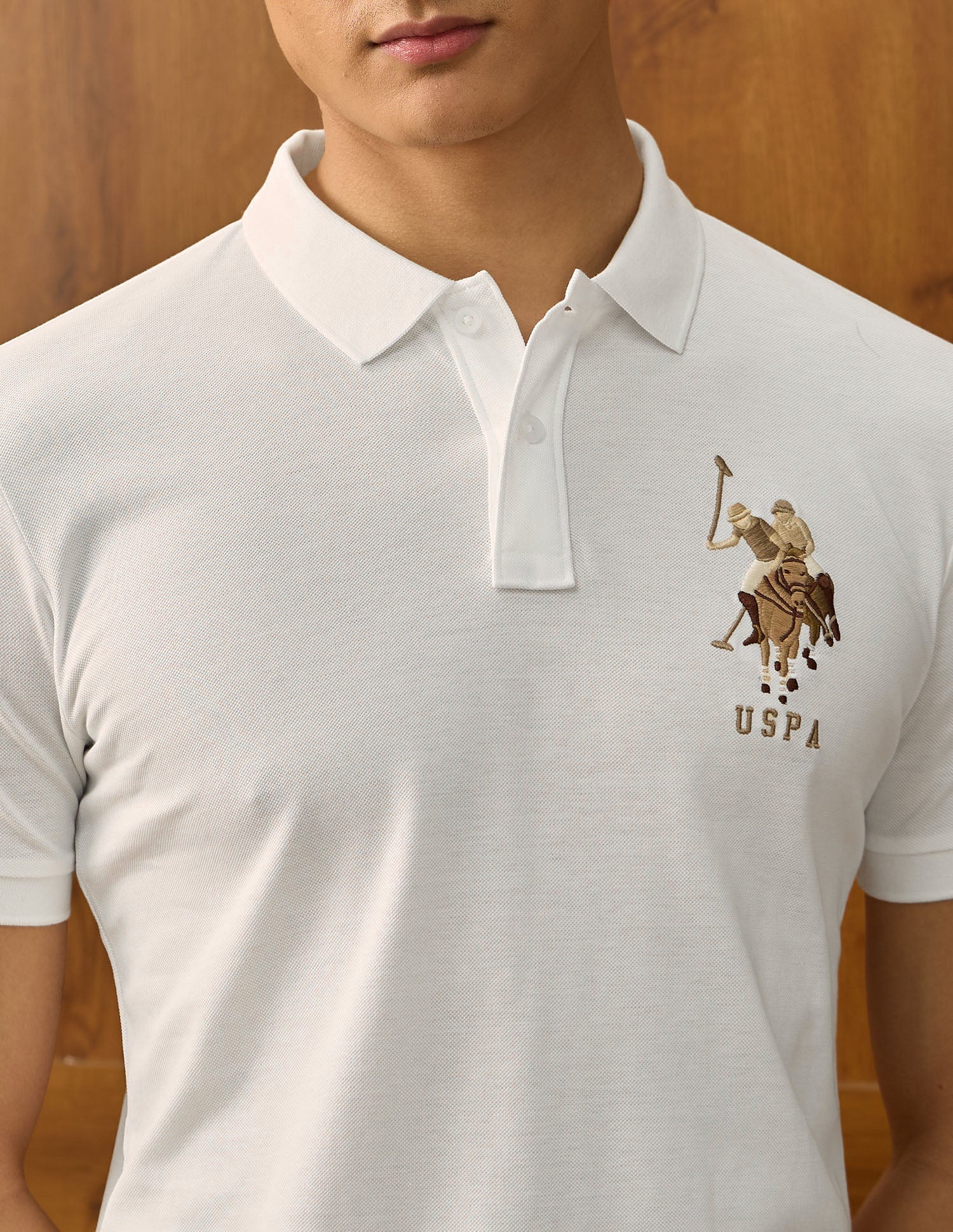 Brand Embroidered Varsity Polo Shirt