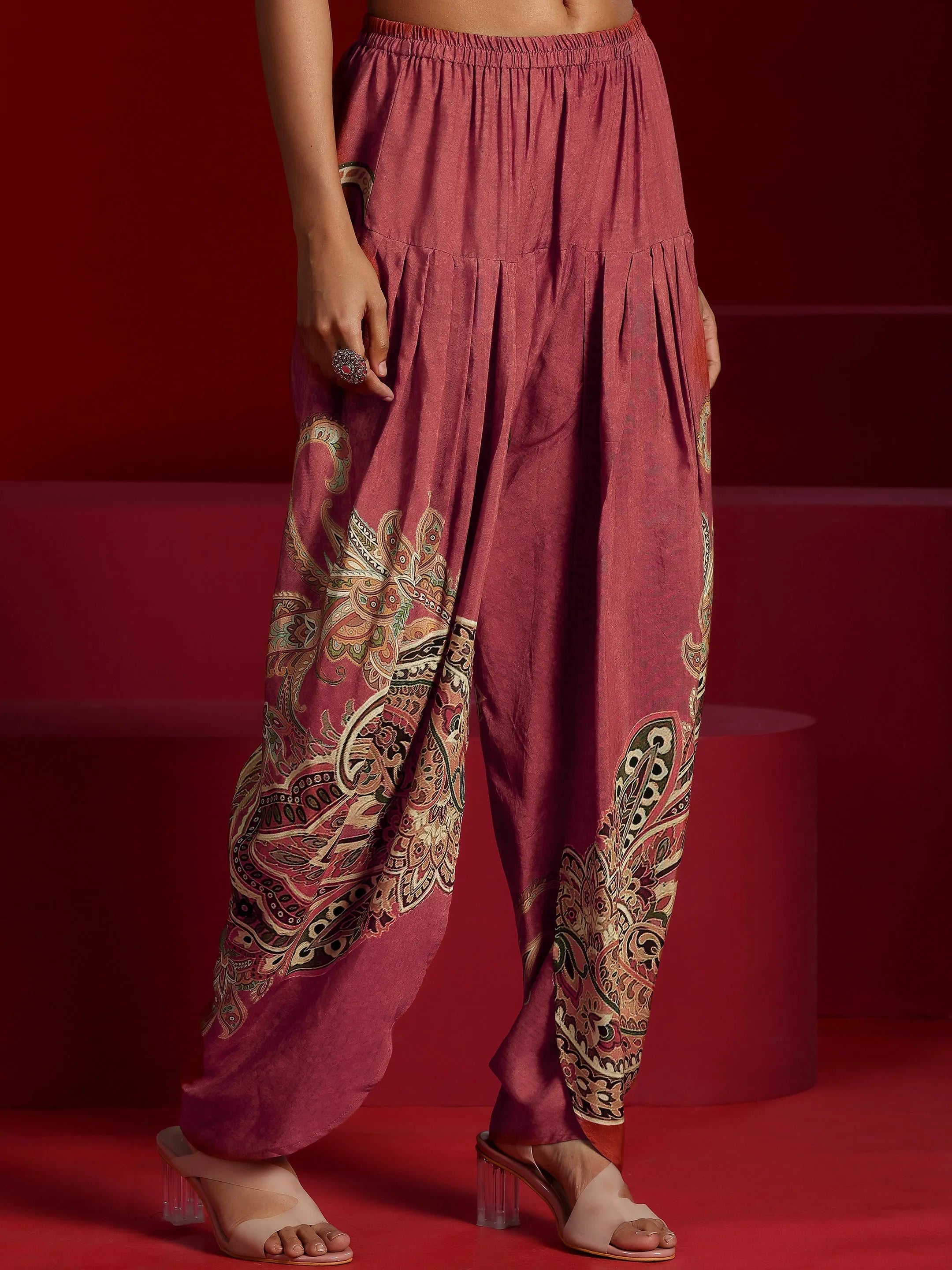 Libas Art Brown Printed Muslin 3 Piece Co-Ords