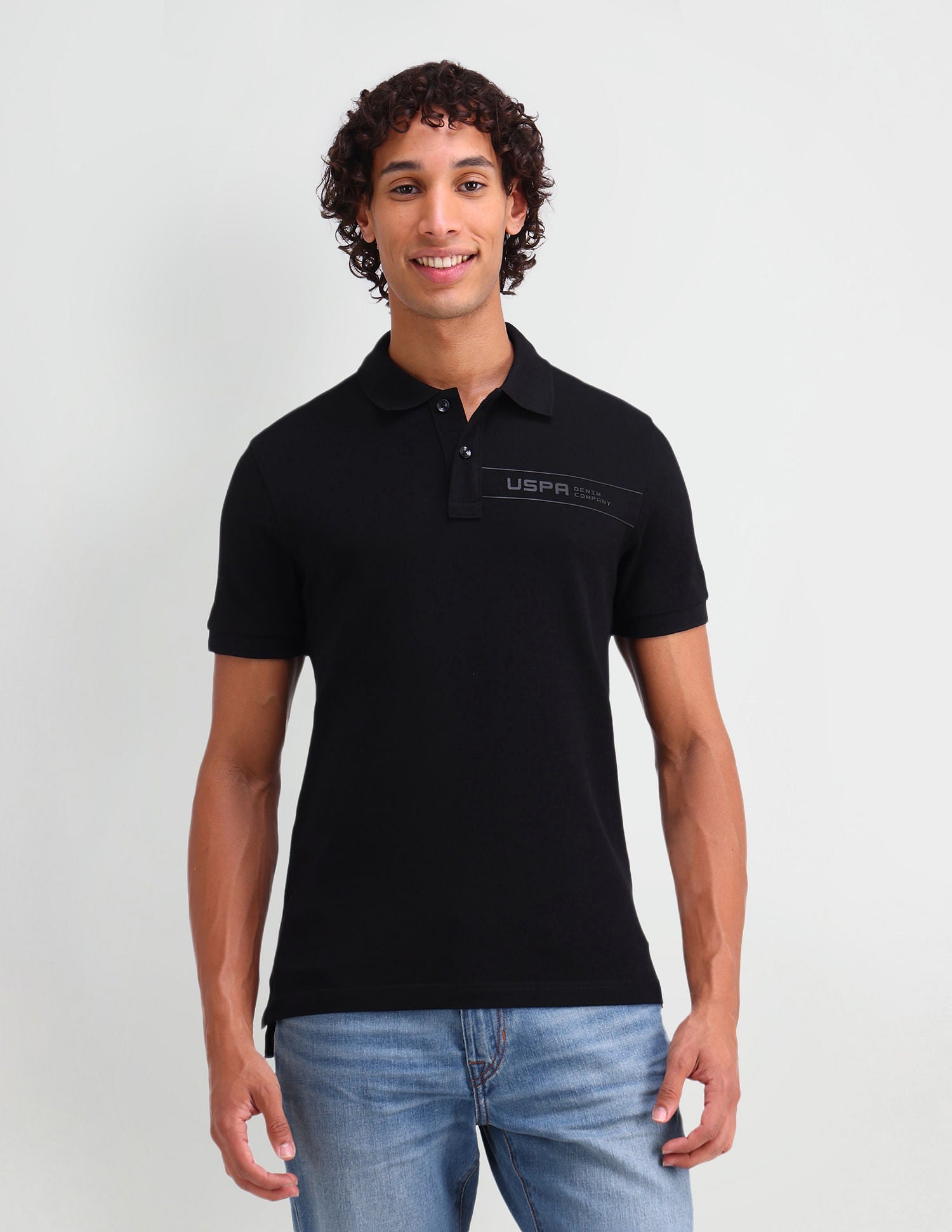 Muscle Fit Brand Printed Polo Shirt