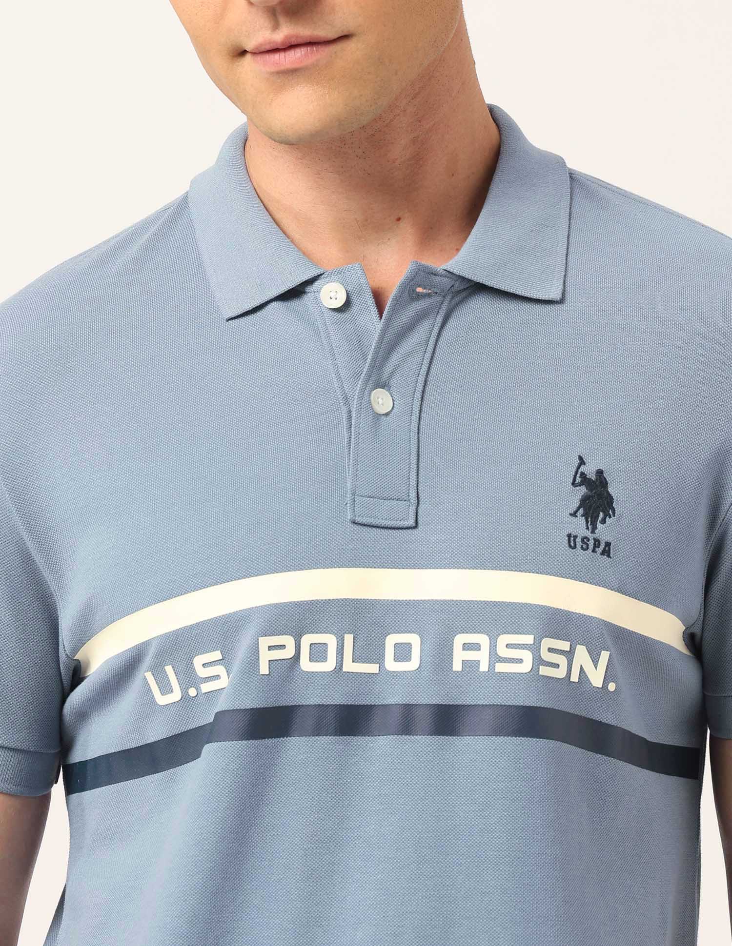 Brand Printed Muscle Fit Polo Shirt