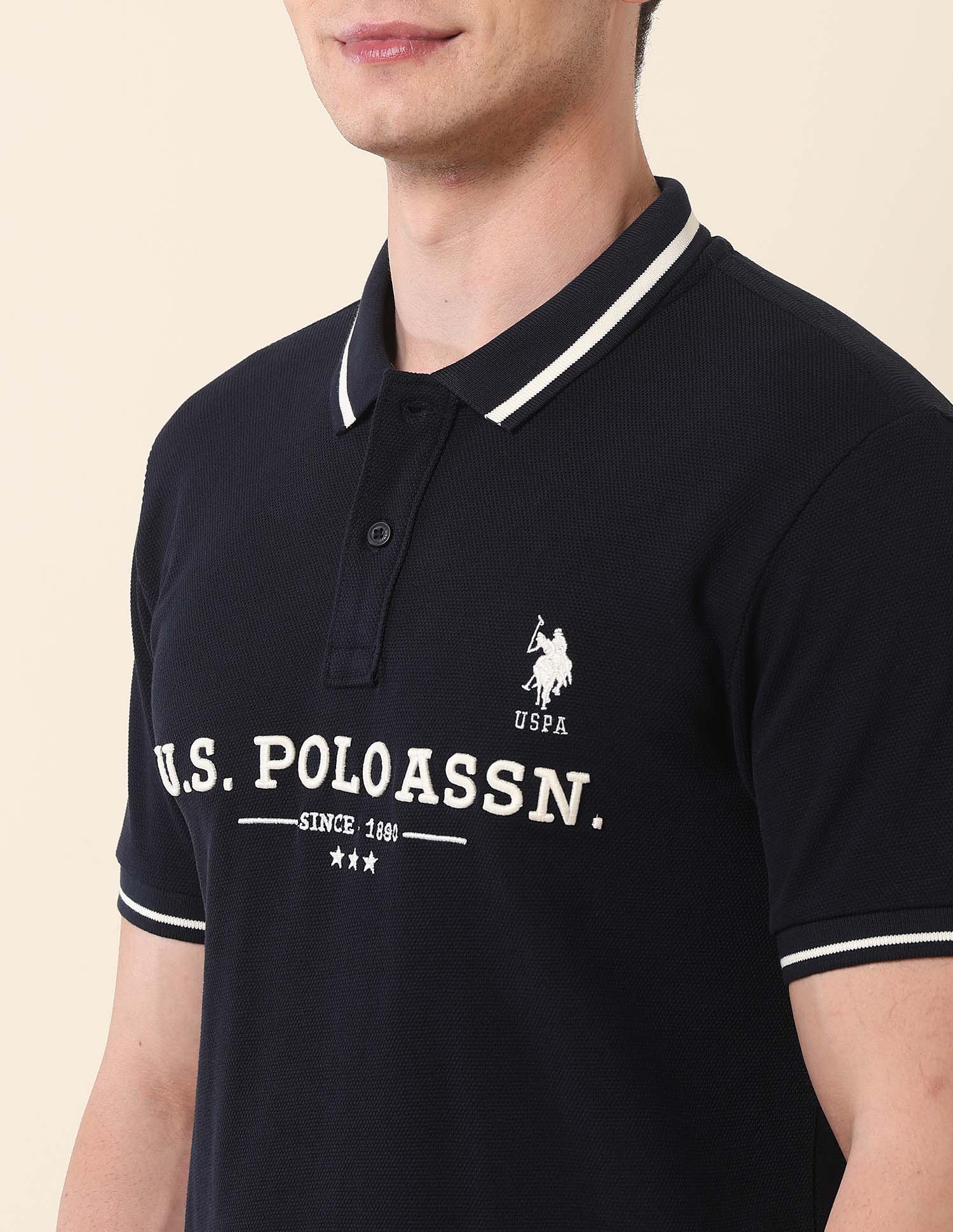 Brand Embroidered Gold Cup Polo Shirt