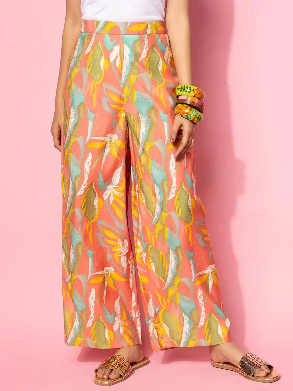 Coral Printed Silk Blend Co-Ords