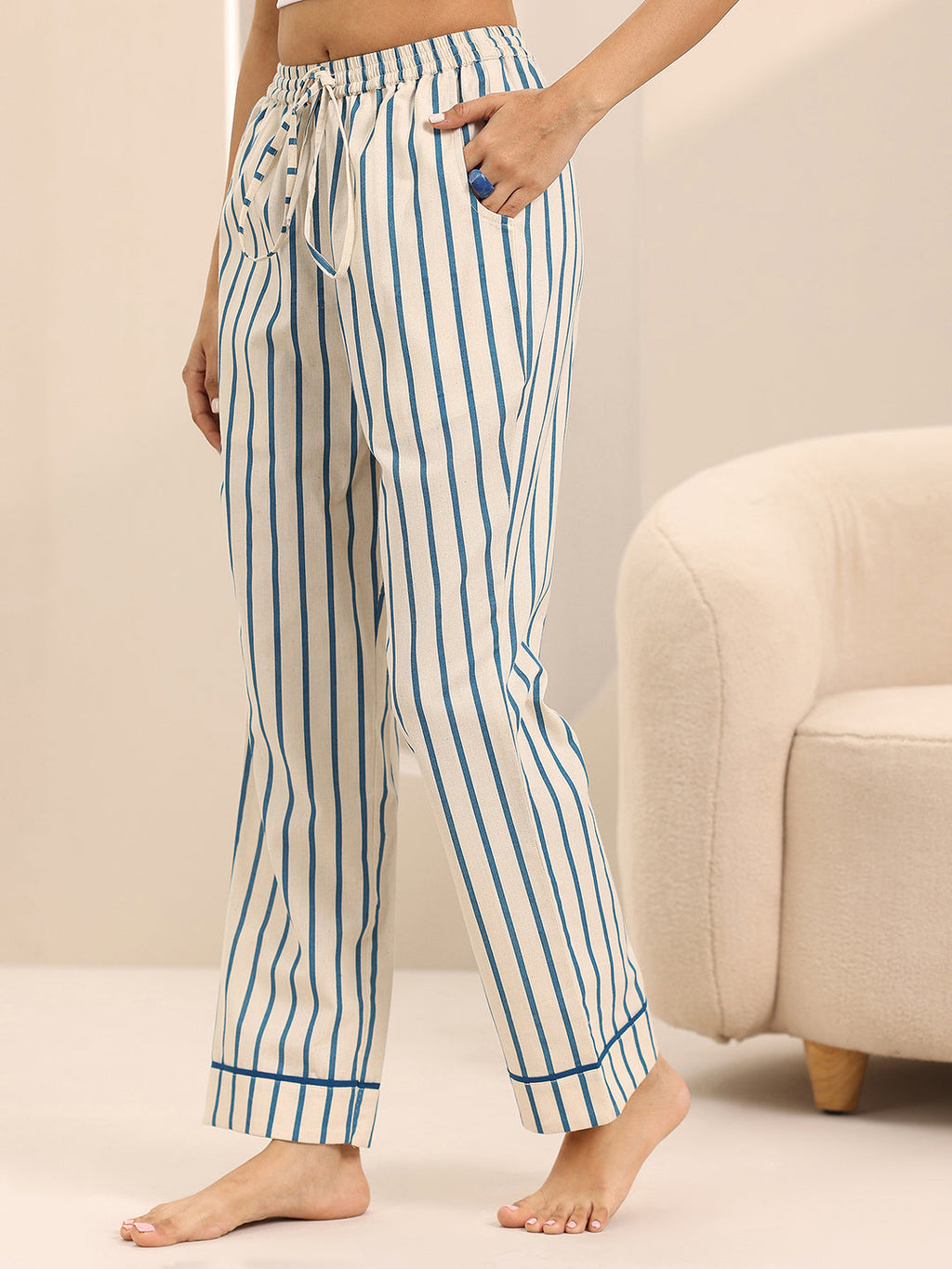 Off white Printed Cotton Night Suits