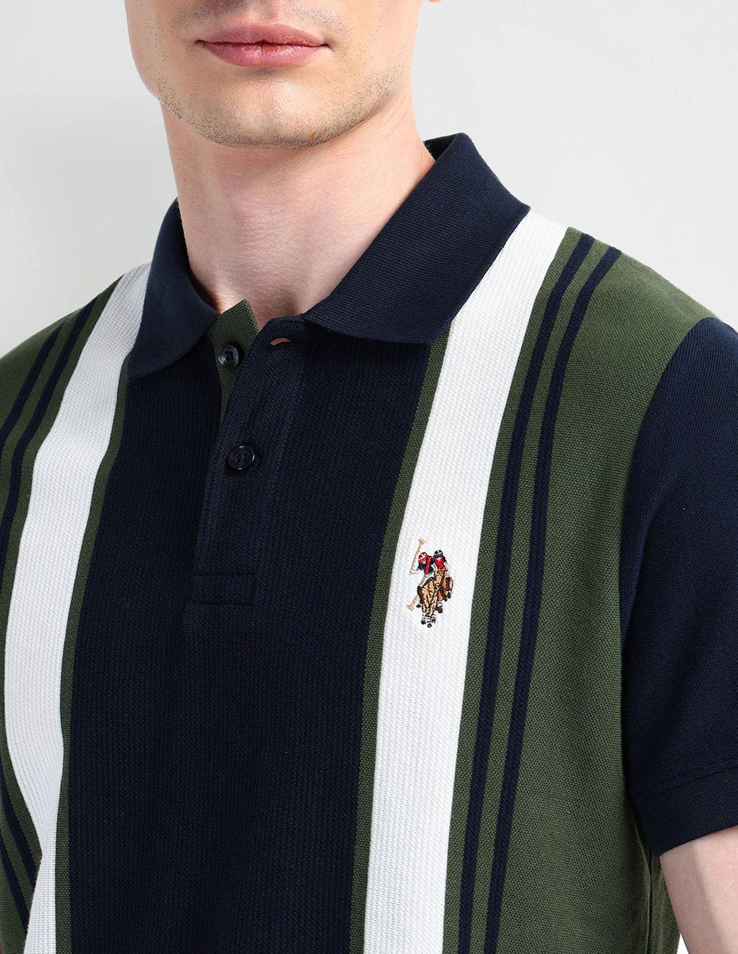 Muscle Fit Striped Polo Shirt