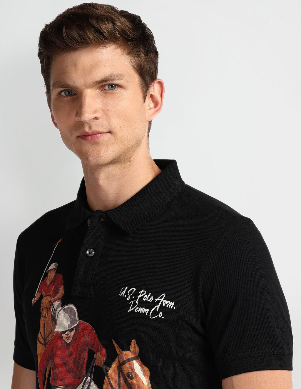 Graphic Print Muscle Fit Polo Shirt