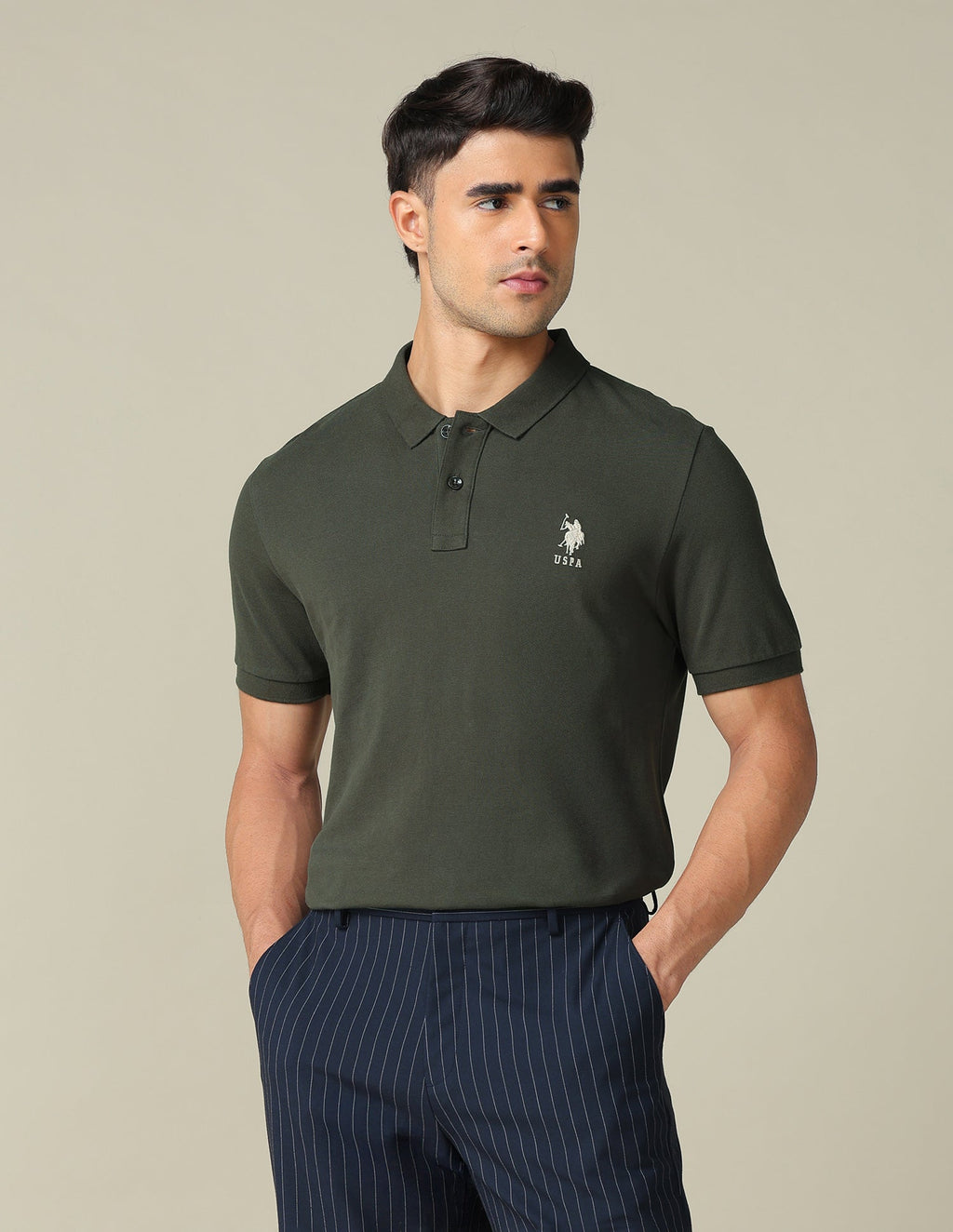 Muscle Fit Typographic Printed Polo Shirt