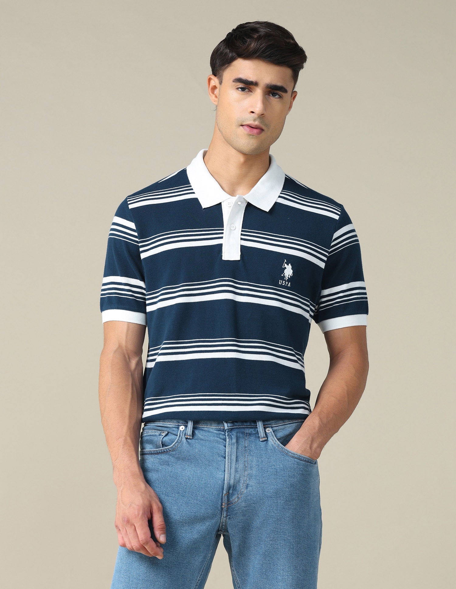 Horizontal Striped Regular Fit Polo Shirt