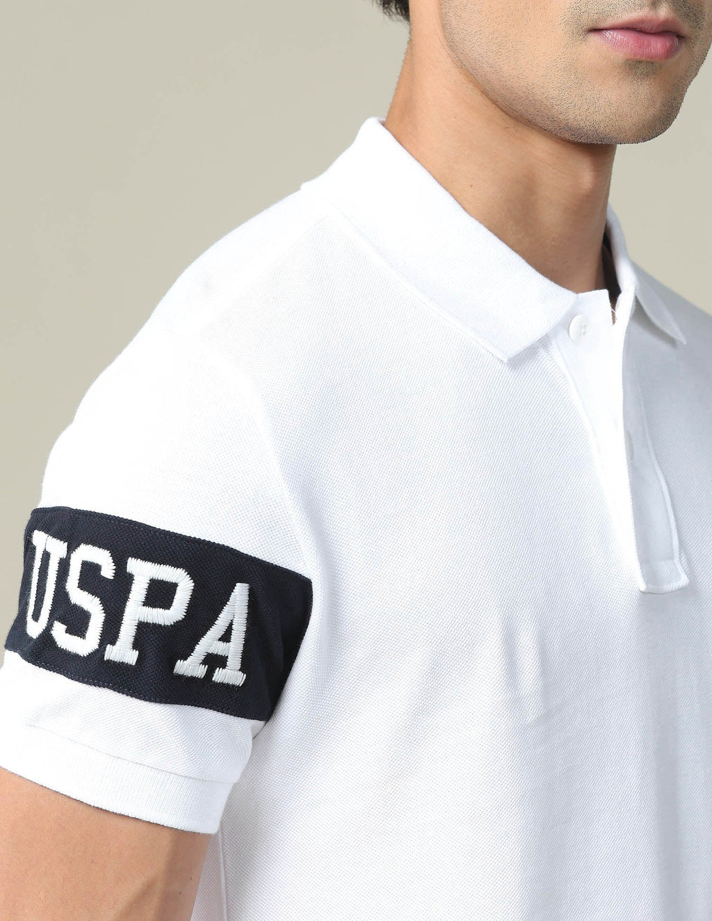 Brand Embroidered Pique Polo Shirt