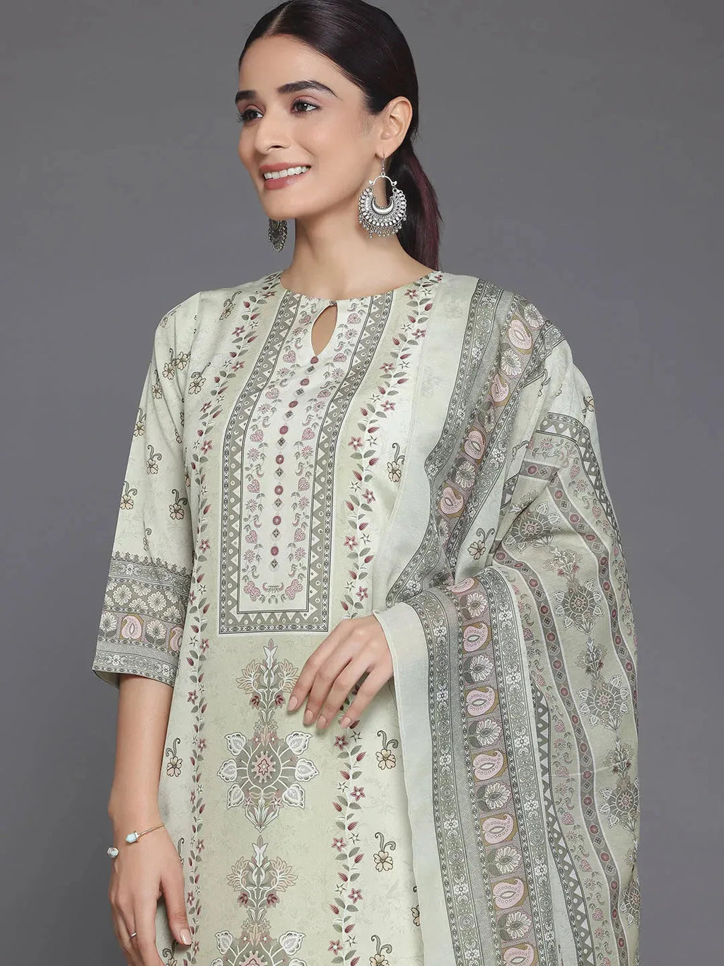Lemon Printed Poly Crepe Straight Suit With Dupatta