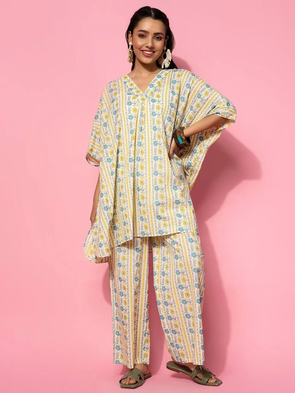 Cream Printed Cotton Co-Ords