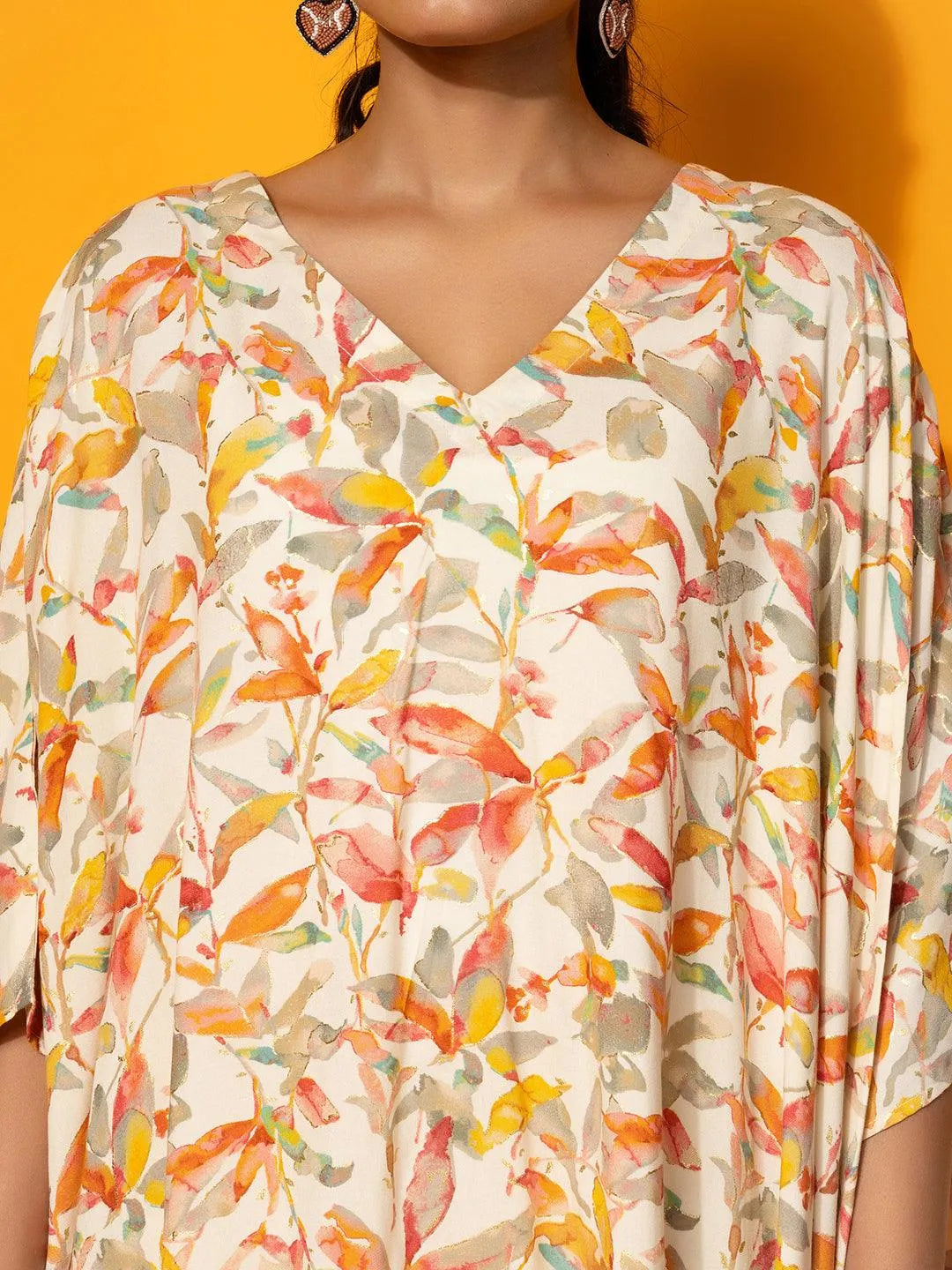 Cream Printed Rayon Co-Ords