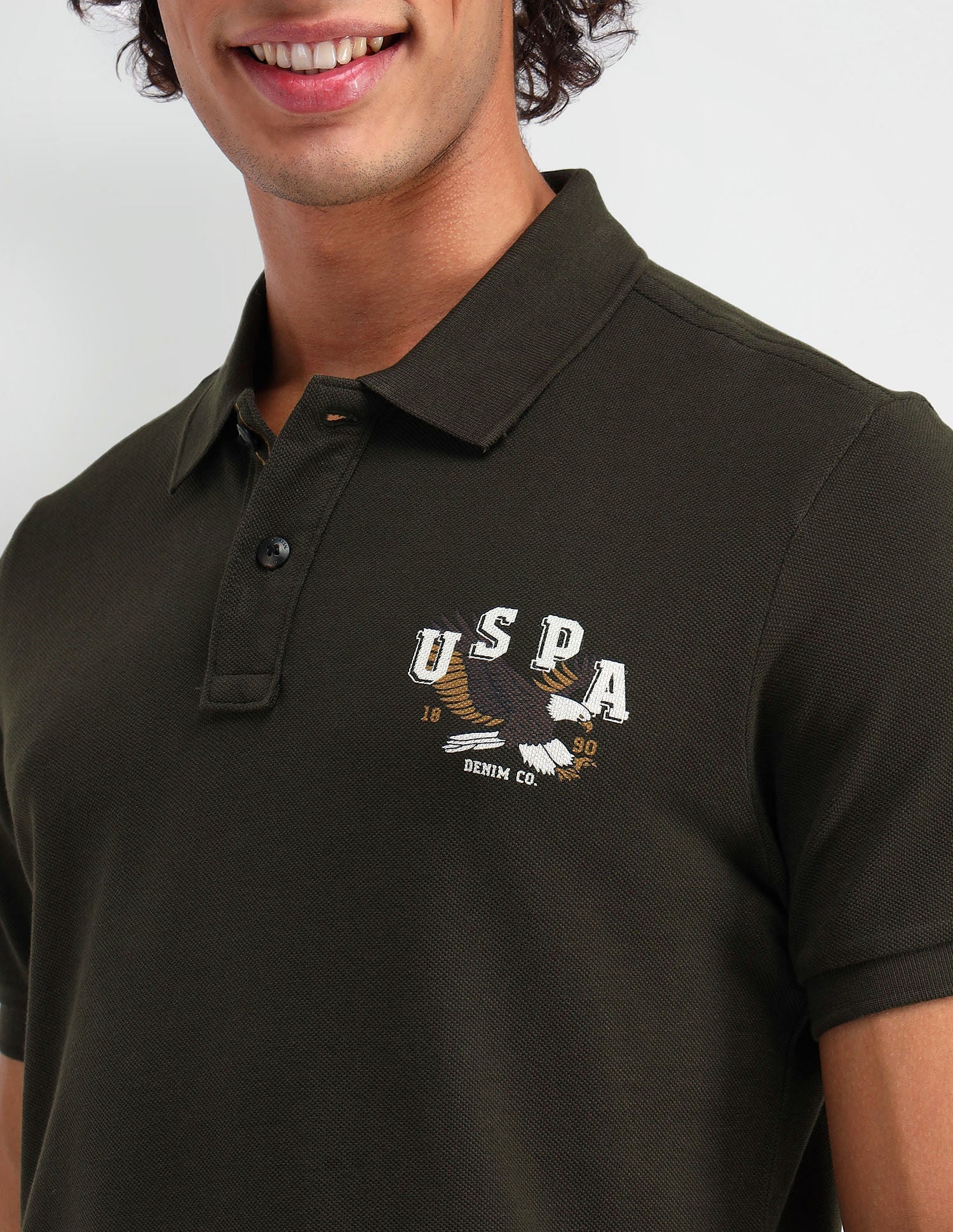 Muscle Fit Brand Print Polo Shirt