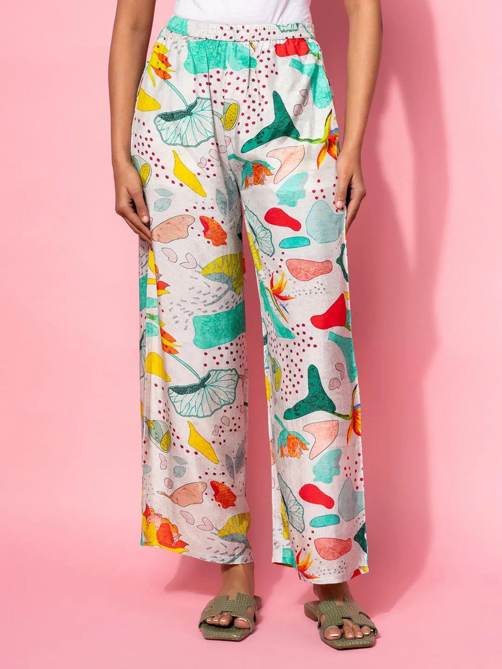 Grey Printed Silk Blend Co-Ords