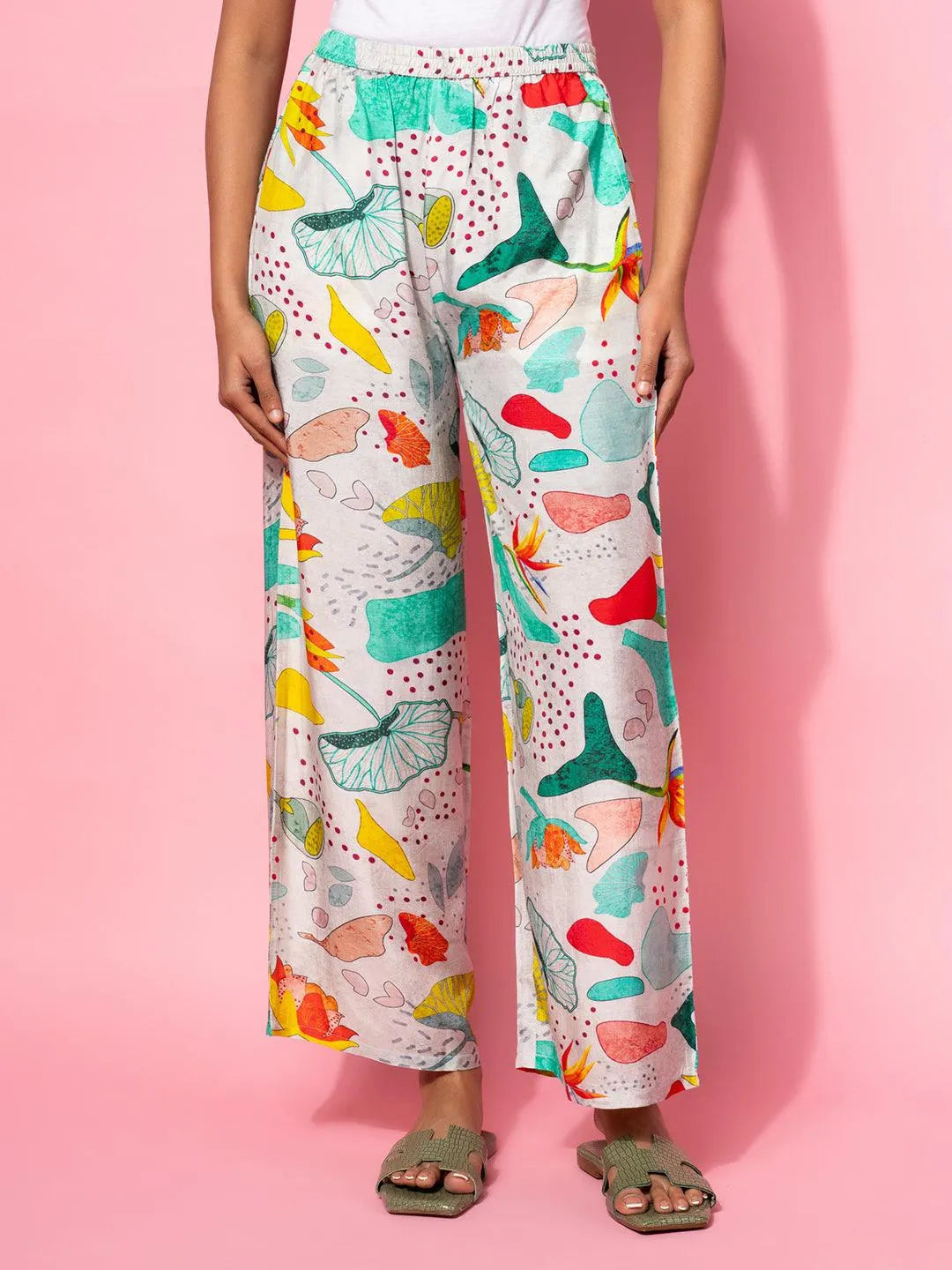 Grey Printed Silk Blend Co-Ords